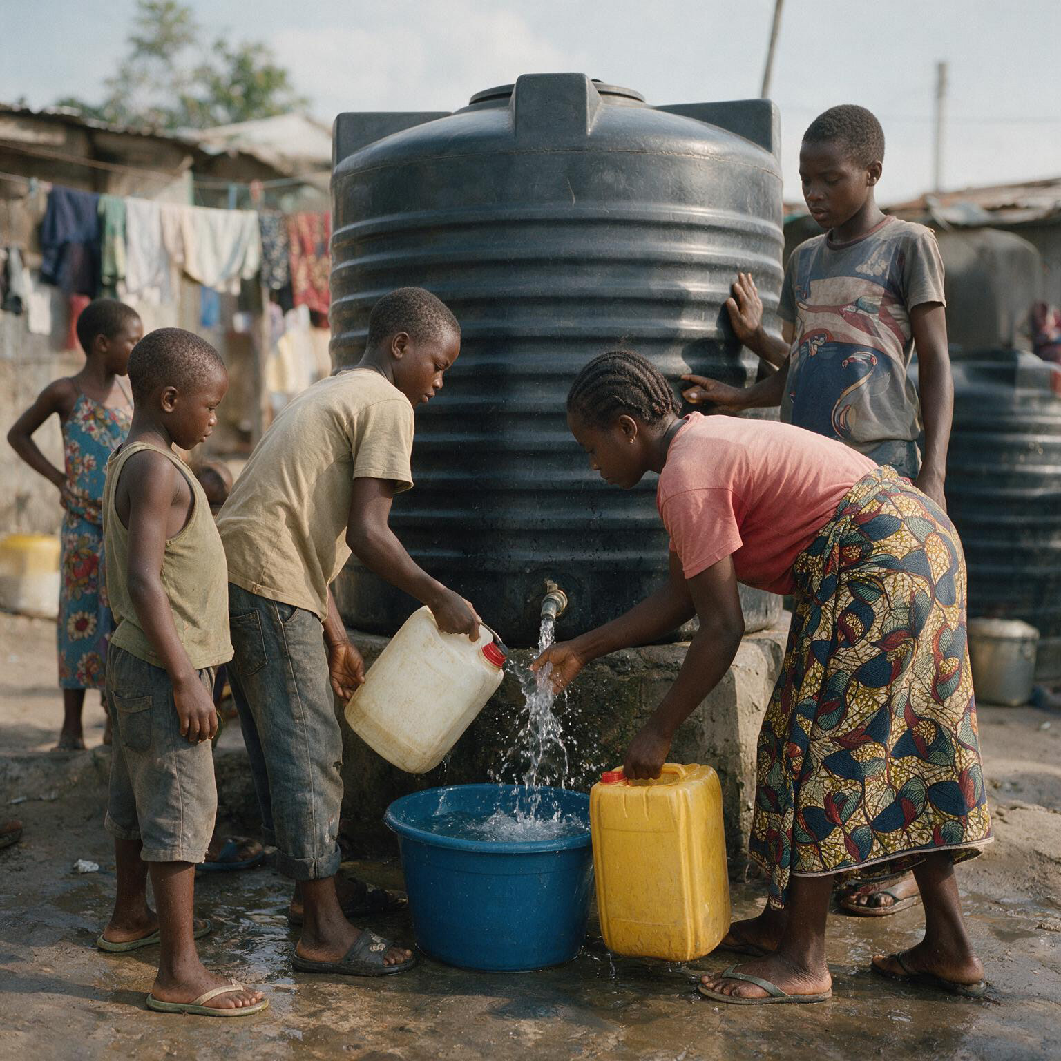 Community members collecting water