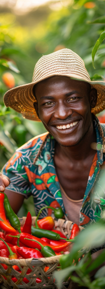 A grower portrait among chilli plants